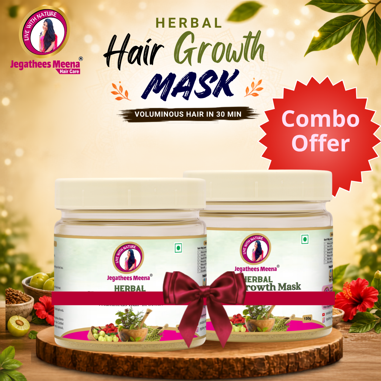 Jegathees Meena Herbal hair Growth Mask - Combo Offer