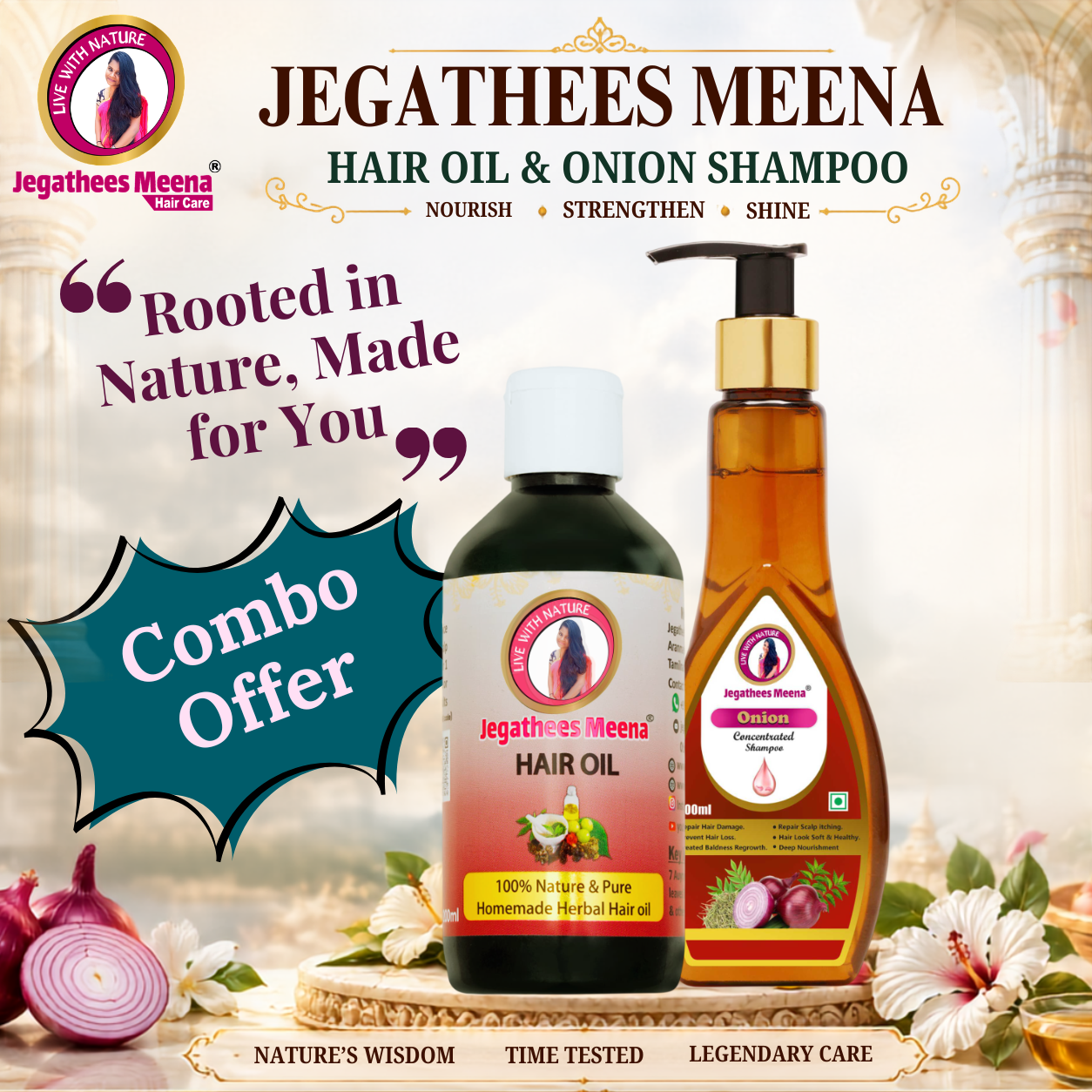 JagatheesMeena Hair Oil & Onion Shampoo Combo